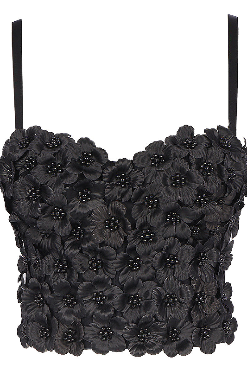 Floral Beaded Strapless Top for Women