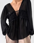 Chiffon Ruffle Tie Shirt for Women