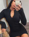 Fashionable Women's Long Sleeve Mini Dress