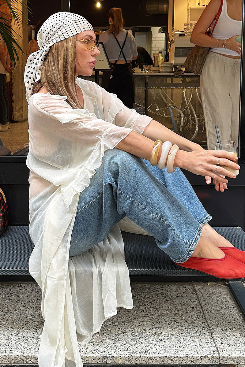 Chic Sheer Long Dress for Commuting