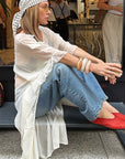Chic Sheer Long Dress for Commuting
