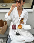 Fashion Casual Set with V-Neck Cardigan and Long Pants