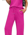 Casual Loose Fit Pocket T-Shirt and Pants Set