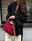 V-Neck Tie Waist Long Sleeve Jacket