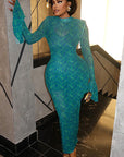 Elegant Retro Bodycon Dress with Long Sleeves