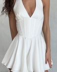 Stylish V-Neck Backless Mini Dress