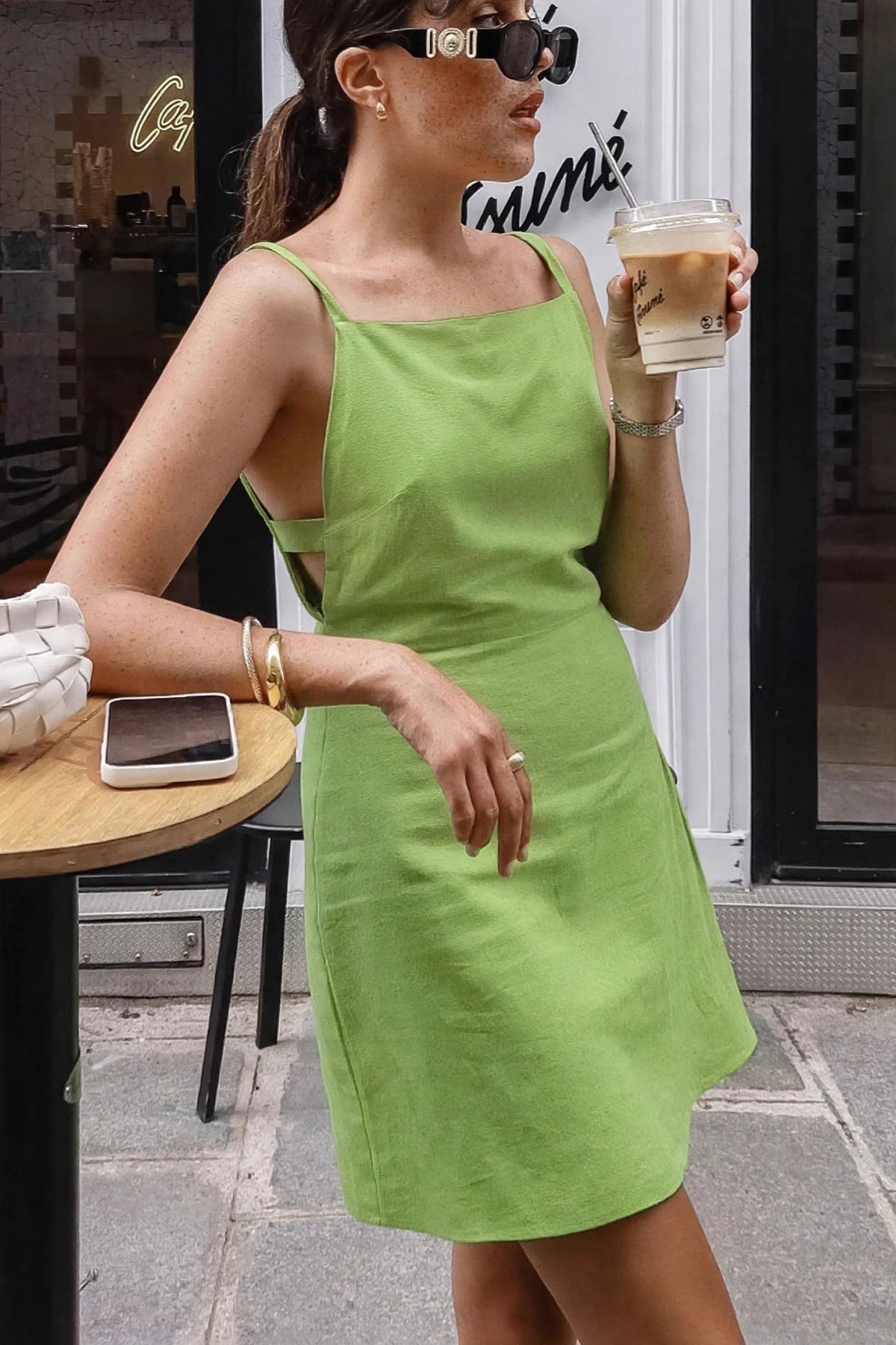 Céline Square-Neck Summer Dress on model
