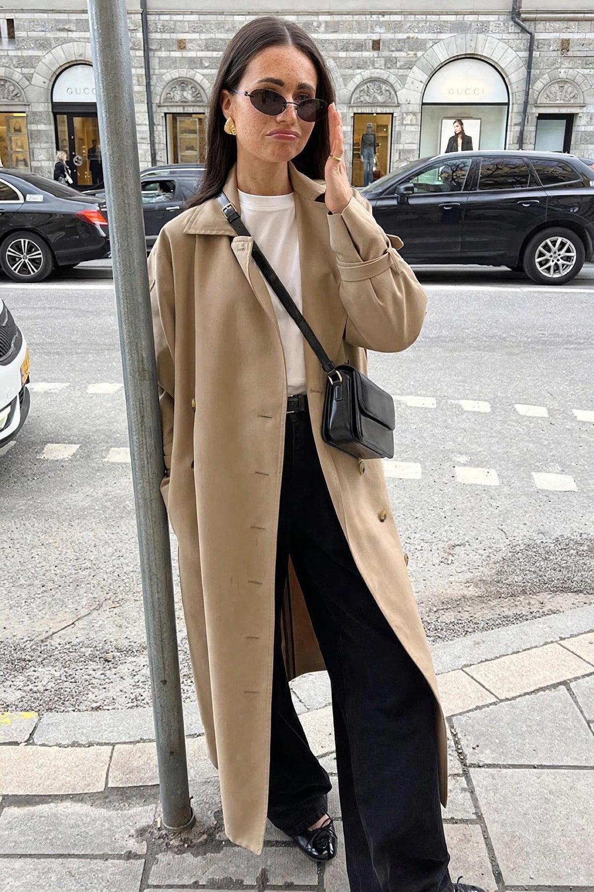 Rive Gauche Double-Breasted Trench on model