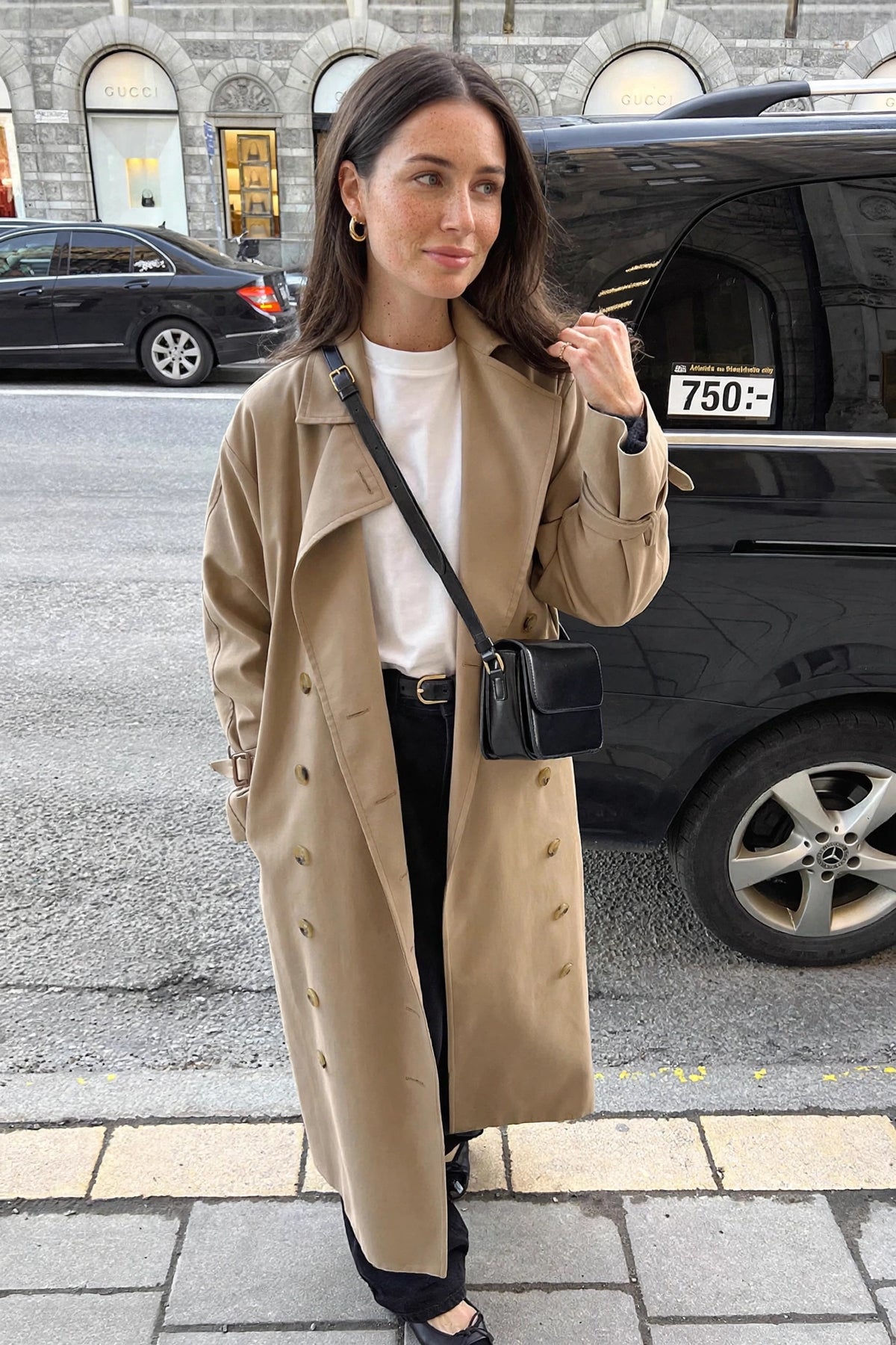 Rive Gauche Double-Breasted Trench on model