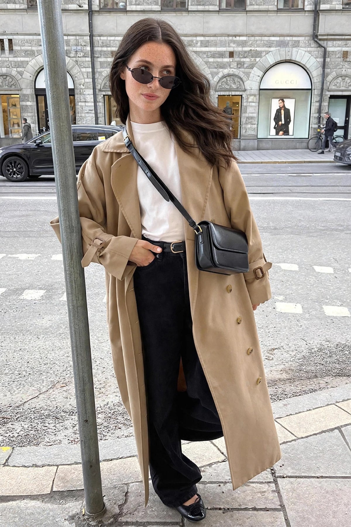 Rive Gauche Double-Breasted Trench on model