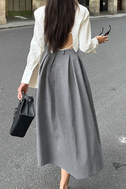 Parisienne A-Line Midi Skirt on model