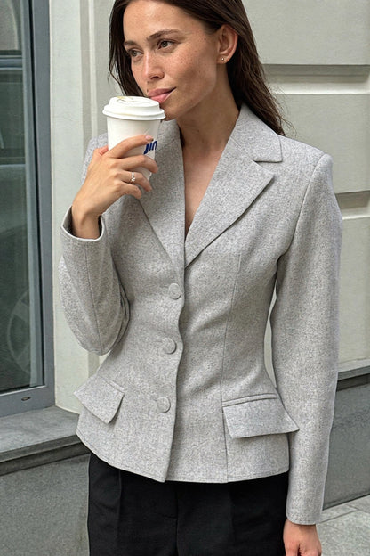 Séverine Gray Tailored Blazer on model