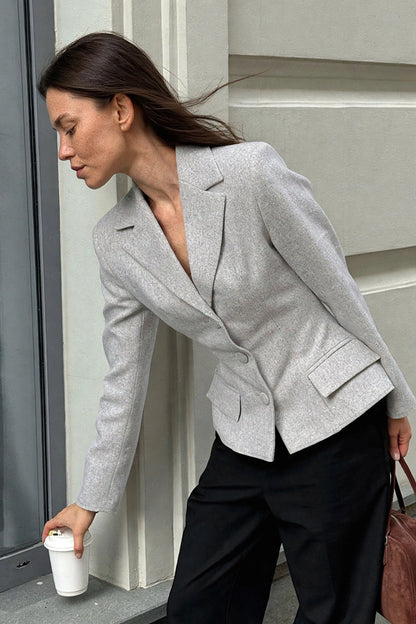 Séverine Gray Tailored Blazer on model