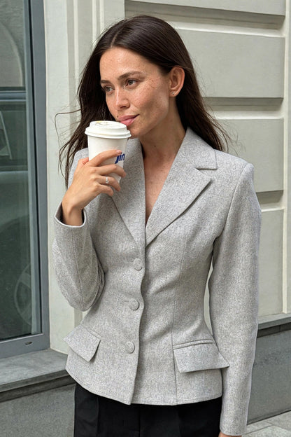 Séverine Gray Tailored Blazer on model