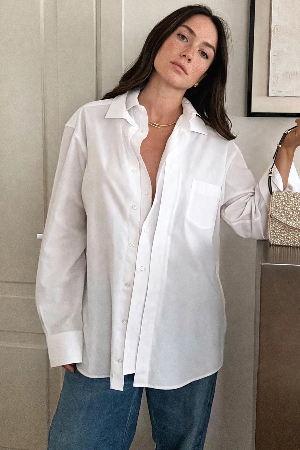 Blanche Classic White Shirt on model