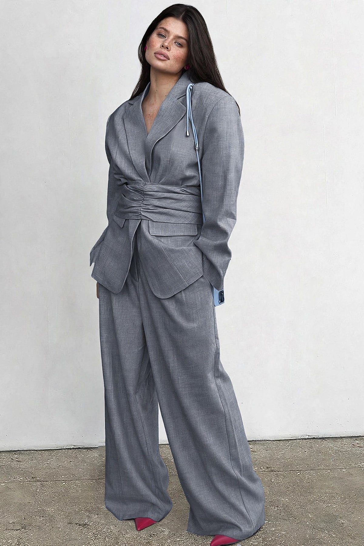 Ardoise Gray Professional Suit Set on model