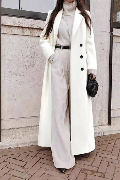 Nuit Black Long Wool Coat on model