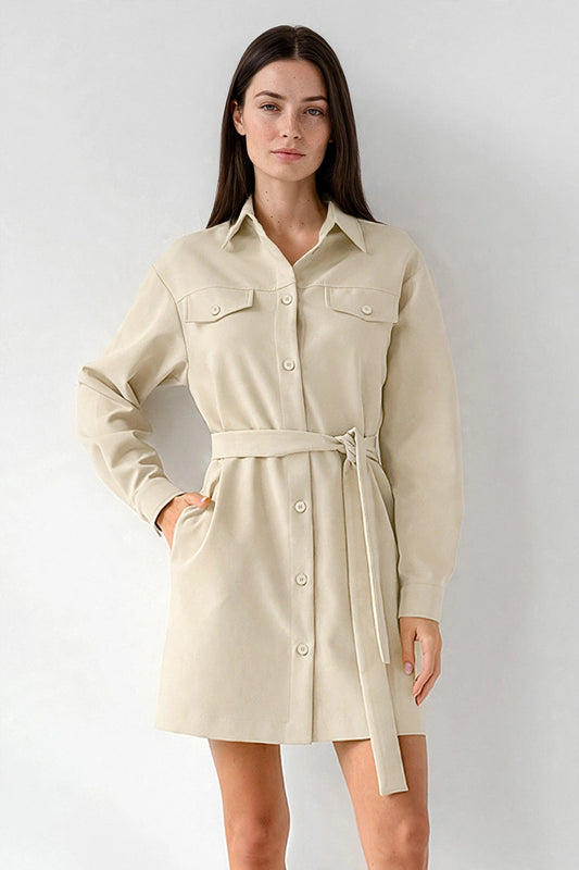 Raphaëlle Belted Shirt Dress on model