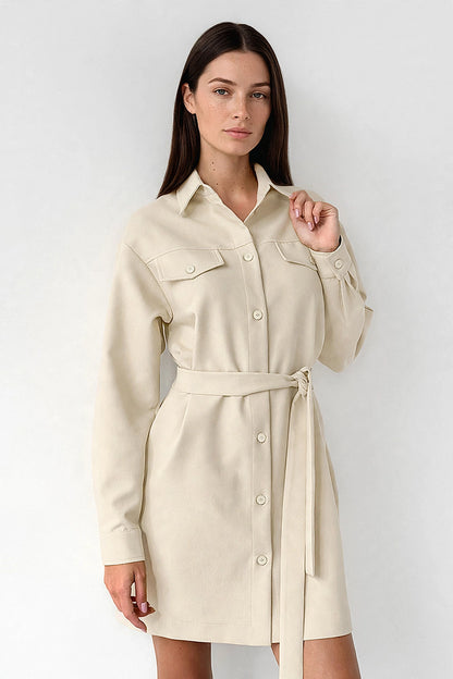 Raphaëlle Belted Shirt Dress on model