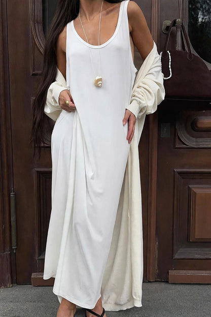 Ivoire White Maxi Dress on model