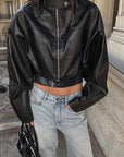 Trendy Street Style Leather Jacket for Women