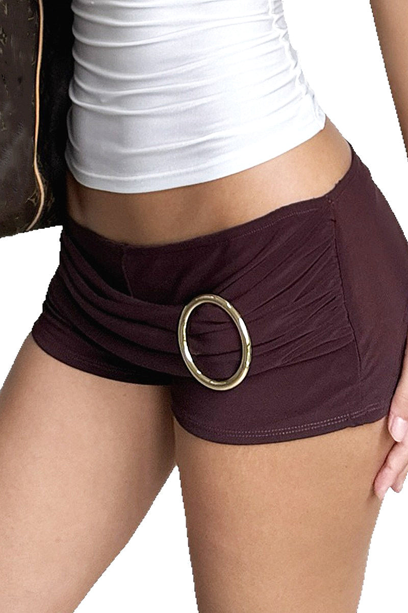 Summer Sexy Low Rise Metal Decor Hot Pants