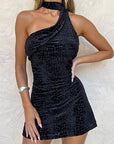 Stylish One-Shoulder Backless Mini Dress