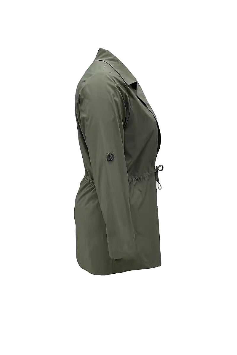 Plus Size Women's Long Sleeve Buttoned Trench Coat