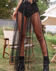 Sexy Sheer Pleated Skirt with Lace for Nightclub