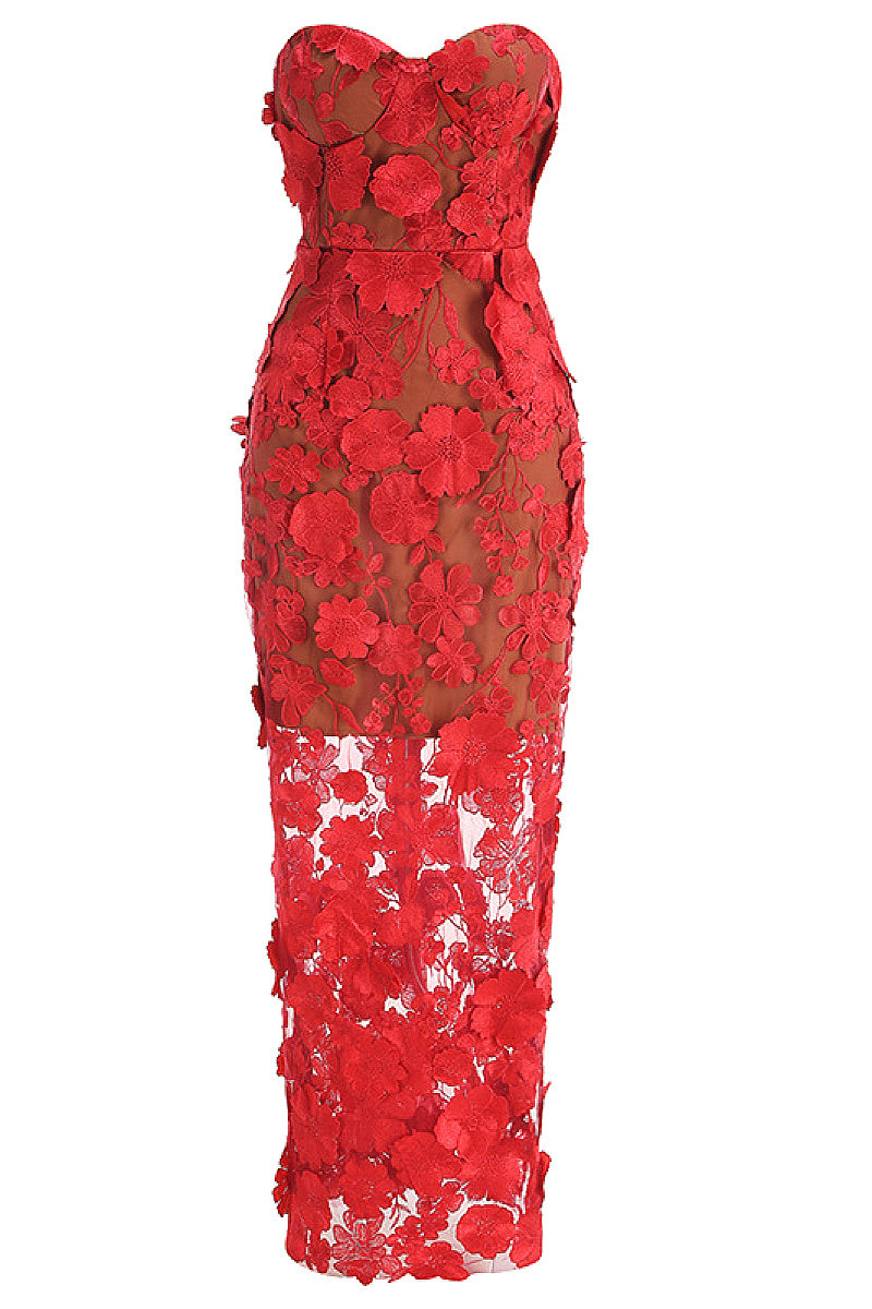 Elegant Lace Floral Bodycon Party Dress