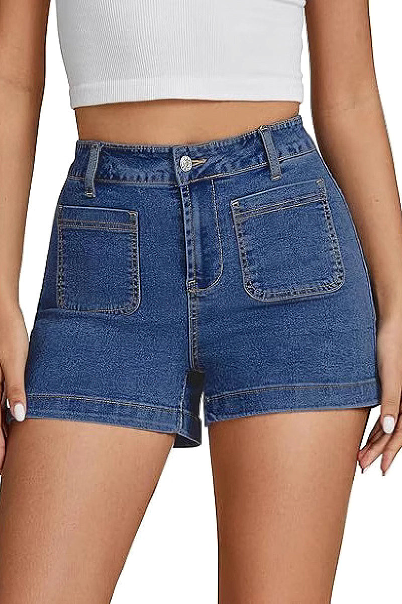 High Elasticity Denim High-Waisted Shorts