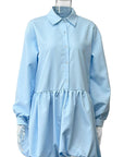 Sweet Puff Sleeve Buttoned A-Line Dress