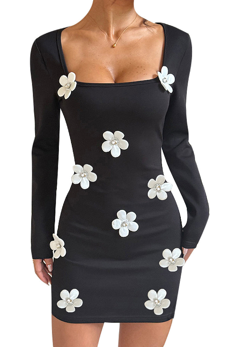 Sexy Floral Long Sleeve Dress for Women