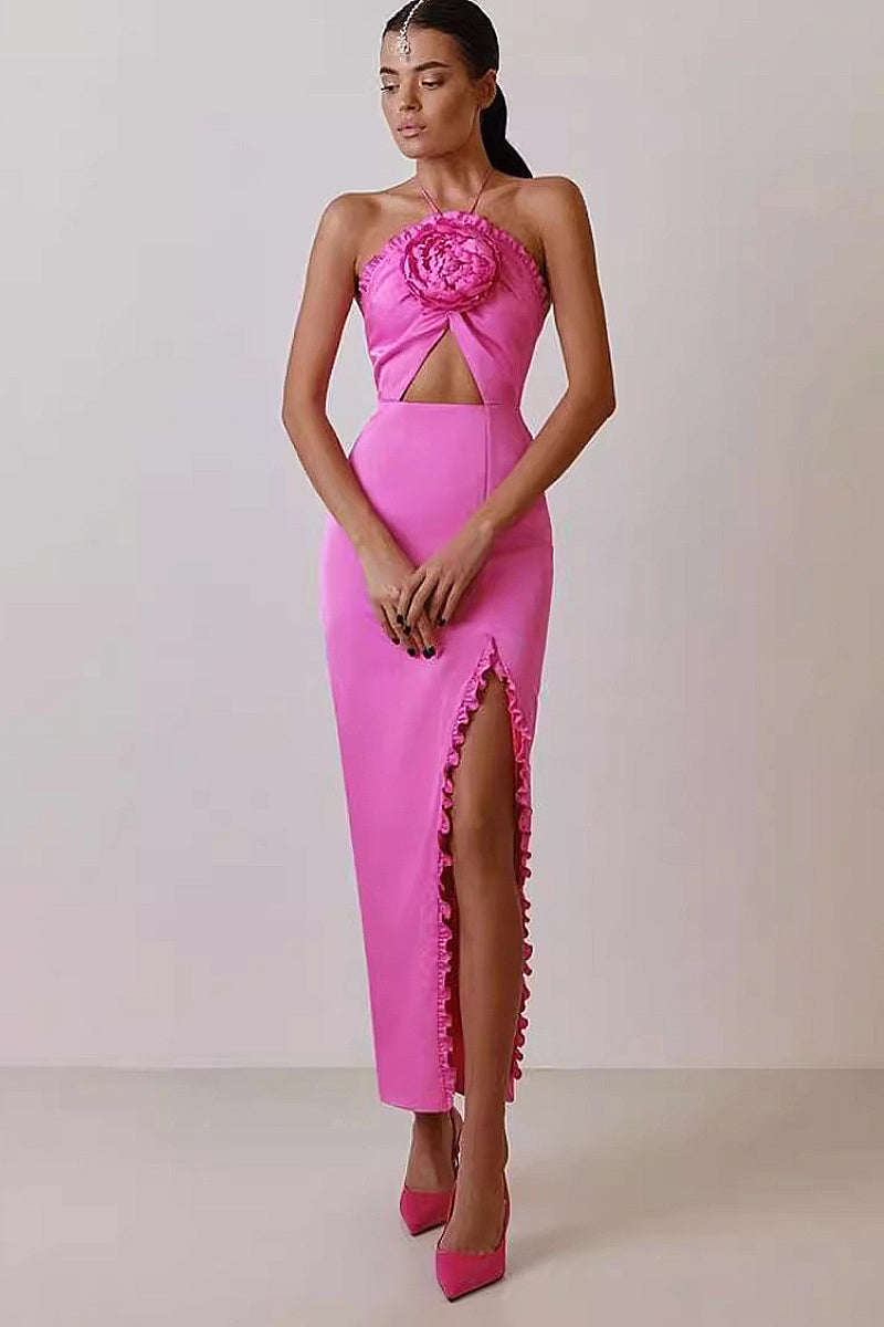Elegant Hollow Out Halter Long Dress
