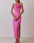 Elegant Hollow Out Halter Long Dress