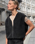Chic Black Suede Vest for Women