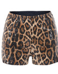 Leopard Print Sequin Women's Casual Shorts