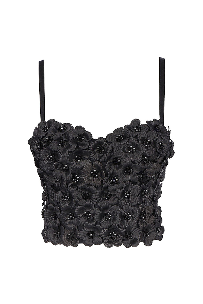 Floral Beaded Strapless Top for Women
