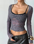 Leopard Print Long Sleeve Slim Top