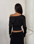 Fashionable Asymmetrical Shoulder Sweatshirt