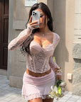 Sexy Lace Long Sleeve Top for Casual Wear