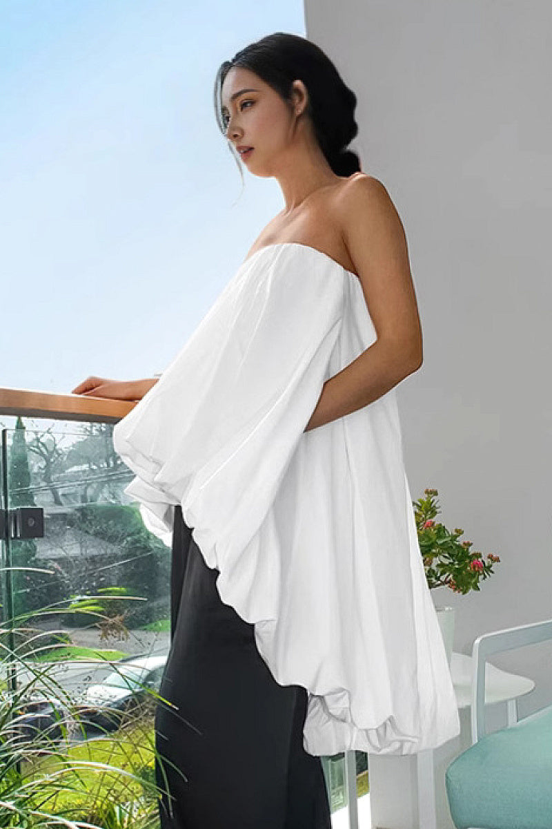 French Vintage Black Strapless Dress for Women