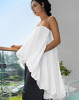 French Vintage Black Strapless Dress for Women