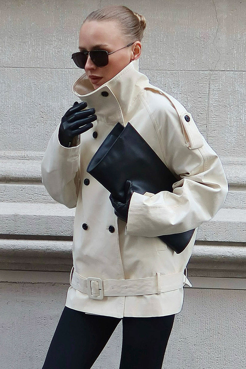 Fashionable Short Double-Breasted Coat for Autumn and Winter