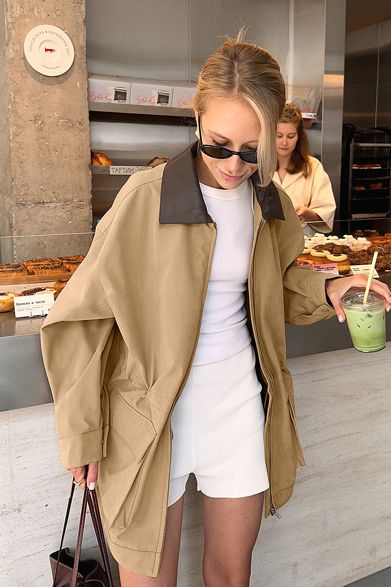 Vintage Khaki Trench Coat for Commuting