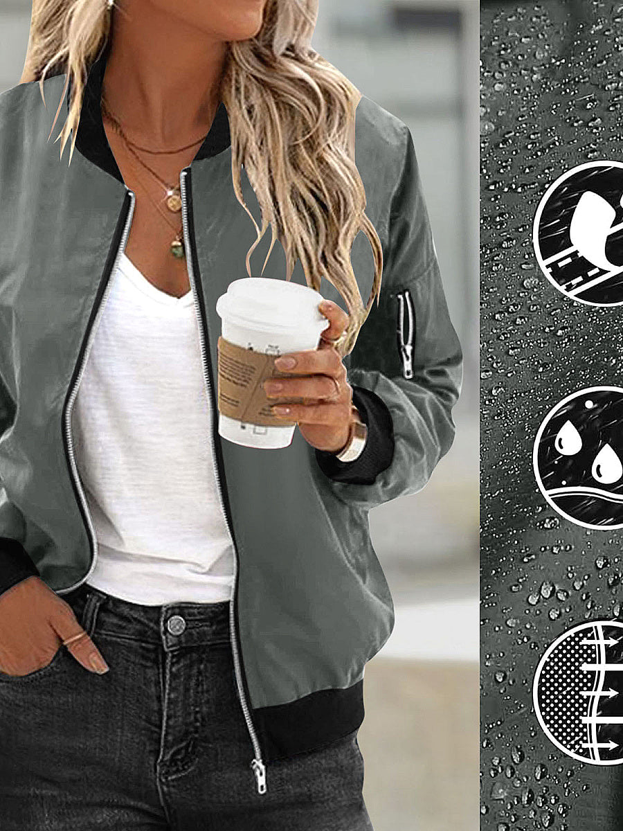 Women's Waterproof Fabric Zip Pocket Jacket