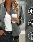 Women's Waterproof Fabric Zip Pocket Jacket