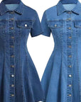 Casual Denim Dress with Button Closure