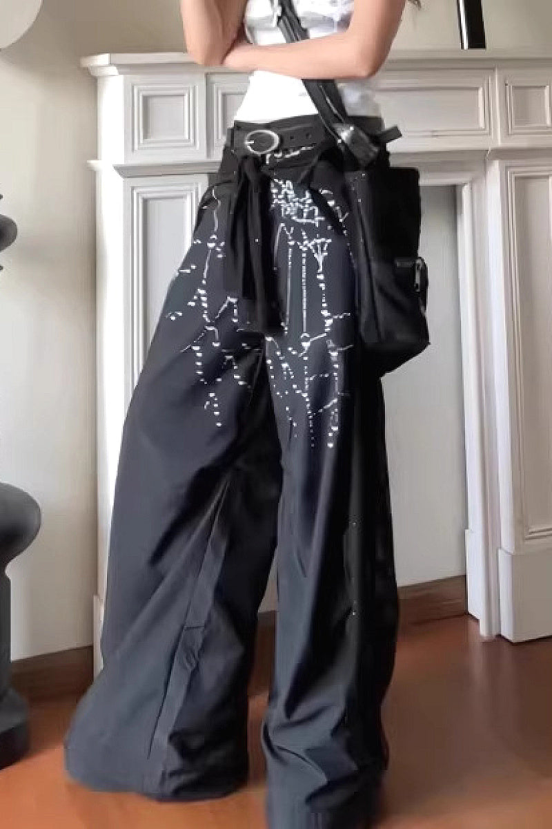 Y2K Street Goth Loose Wide Leg Pants