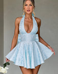 Elegant Spring Halter Neck Floral Dress